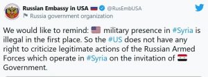 روسيا ترد على الولايات المتحدة حول تواجد القوات الروسية في سورية