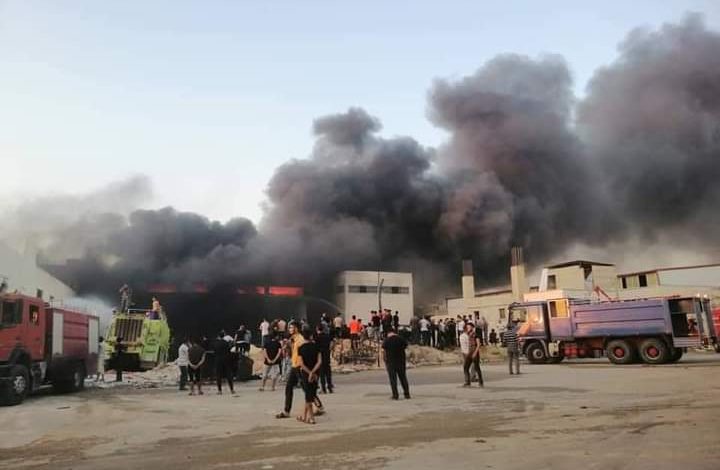 حريق في معمل دهانات في حلب