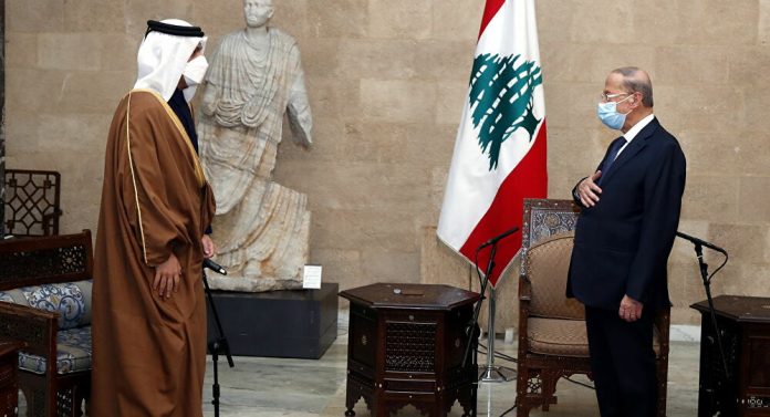رئيس لبنان ميشال عون و وزير خارجية قطر محمد بن عبد الرحمن آل ثاني